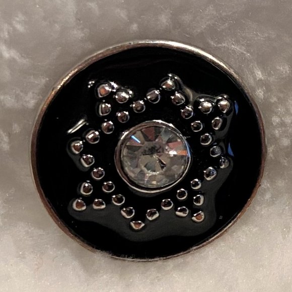 NWOT Snap Button Charm Silver Crystal Black Sparkle Star Snap - Picture 4 of 5